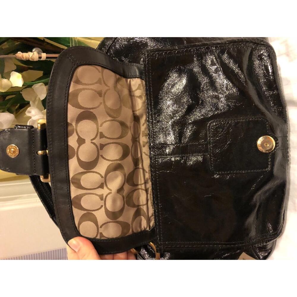 Coach13134 soho Large Courtney Domed BLACK Patent Leather Satchel Bag (bag150 - Picture 6 of 11